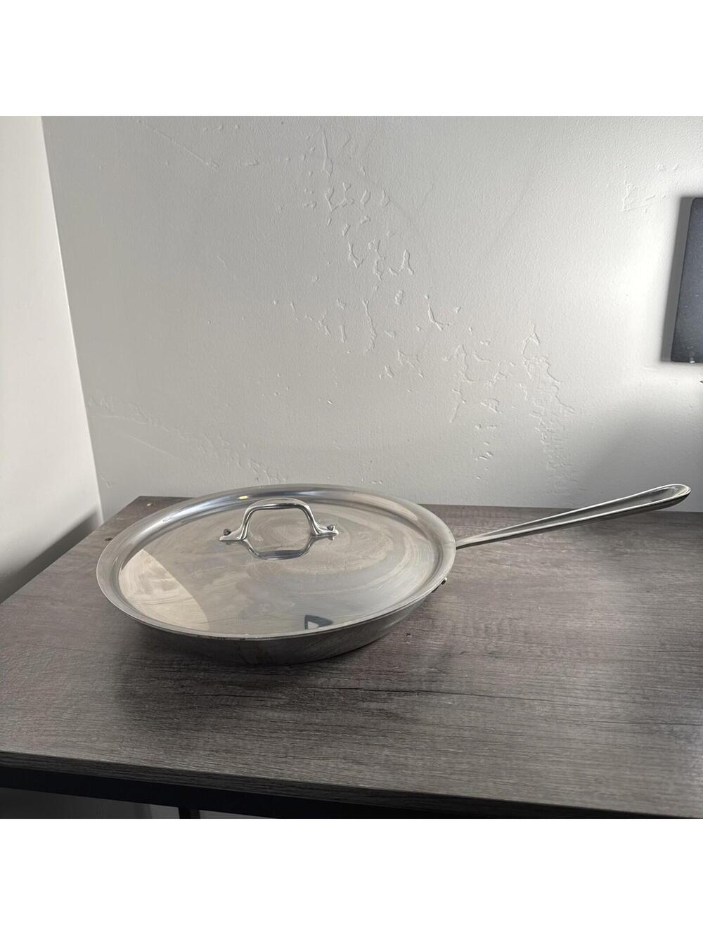 All-Clad D3 12" Stainless Steel Skillet with Lid Frying Pan